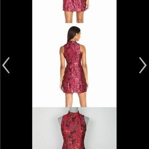 Jacquard high neck red cocktail dress